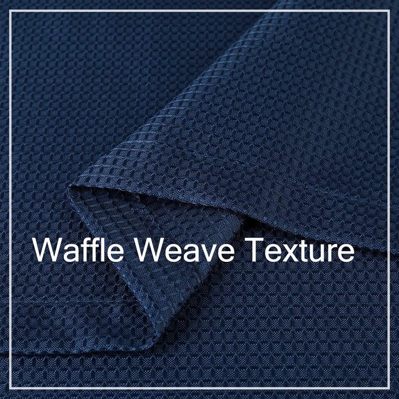 CAROMIO Navy Blue Curtain Valances for Kitchen, Waffle Textured Short Valances for Bathroom Windows Cafe Bathroom Curtains Short, Navy Blue, 60x15 Inch - Image 3